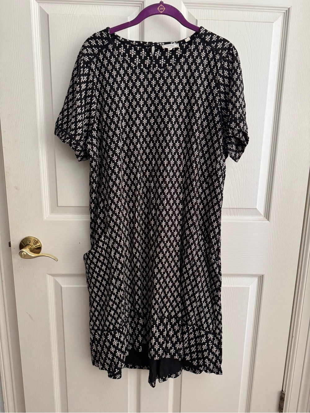 Fat Face Black and White Printed Midi Dress